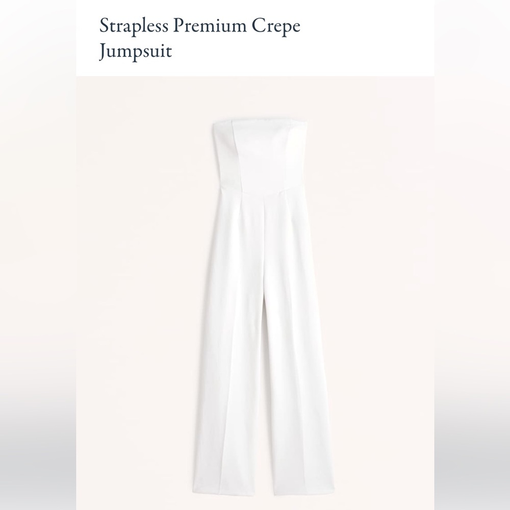NWT Abercrombie Strapless Premium Crepe Jumpsuit White